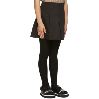 Shop Burberry Kids Black Pleated Monogram Skirt