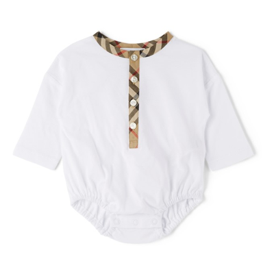 Shop Burberry Baby White & Beige Vintage Check Bertie Bodysuit Set