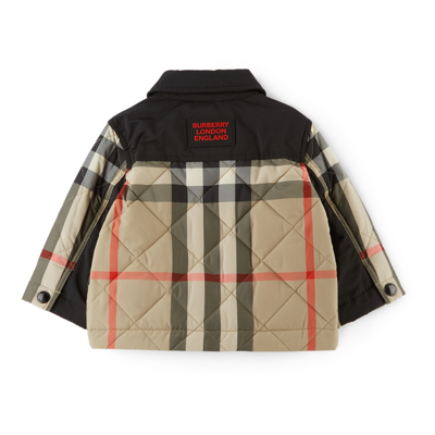 Shop Burberry Baby Beige Check Quilted Renfred Jacket In Archive Beige Ip Chk