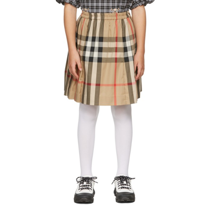 Shop Burberry Kids Beige Check Hilde Pleated Skirt In Archive Beige Ip Chk