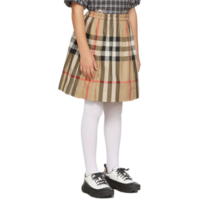 Shop Burberry Kids Beige Check Hilde Pleated Skirt In Archive Beige Ip Chk