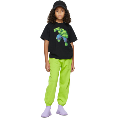 Shop Balenciaga Kids Black & Green Hulk T-shirt In 1077 Black/green