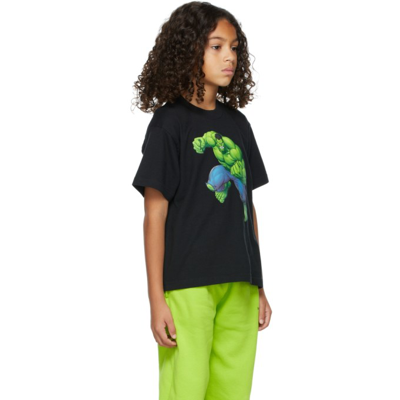 Shop Balenciaga Kids Black & Green Hulk T-shirt In 1077 Black/green