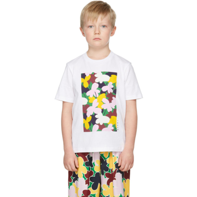 Shop Marni Kids Flower Print T-shirt In White