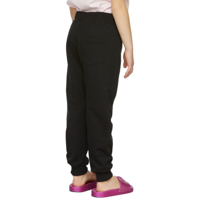 Shop Versace Kids Black & Pink Logo Lounge Pants In 2b110 Black-fuxia