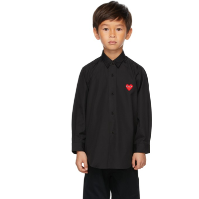 Shop Comme Des Garçons Play Kids Black Striped Patch Long Sleeve T-shirt In 1 Black