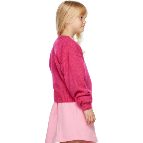 MSGM Kids embroidered-logo cropped cardigan - Pink