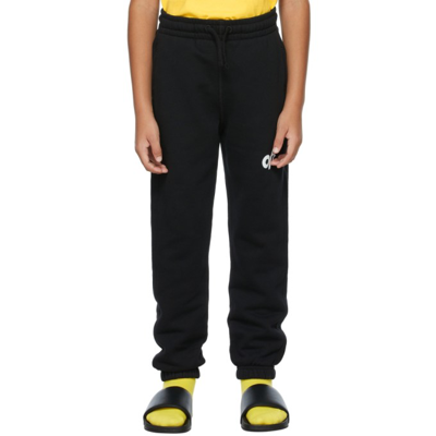 Shop Off-white Kids Black & White Rounded 'off' Lounge Pants In Black/white