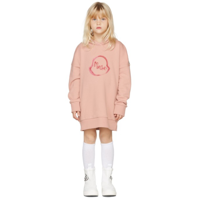 Shop Moncler Kids Pink Dress Hoodie In 514 Pink