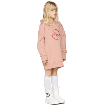 Shop Moncler Kids Pink Dress Hoodie In 514 Pink