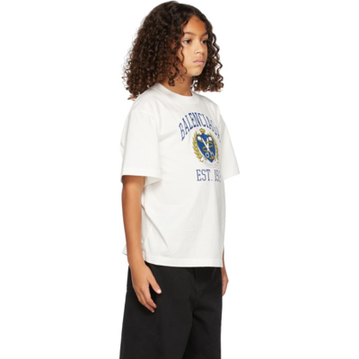 Shop Balenciaga Kids Off-white University T-shirt In 1371 Off White/blue