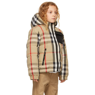 Shop Burberry Kids Reversible Beige Down Check Puffer Jacket In Archive Bge Ip Ck Ca