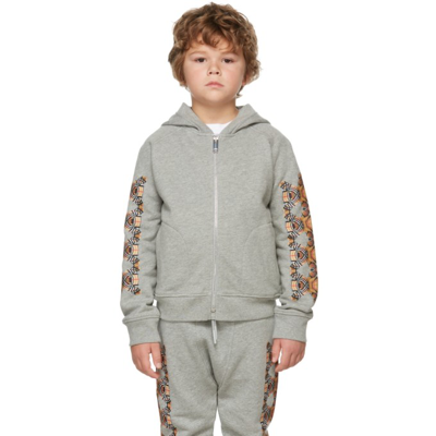 Shop Burberry Kids Grey Thomas Bear Zip-up Hoodie In Grey Melange