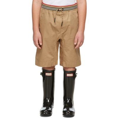 Shop Burberry Kids Beige Icon Stripe Shorts In Archive Beige