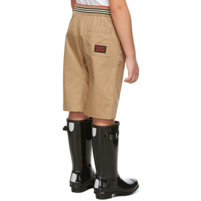 Shop Burberry Kids Beige Icon Stripe Shorts In Archive Beige
