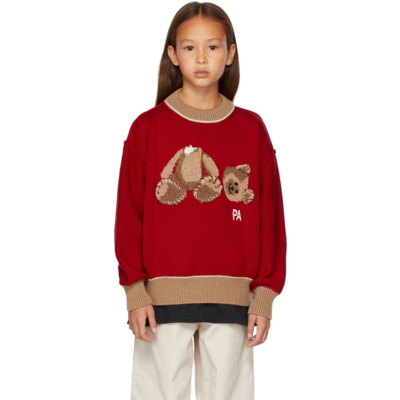 Shop Palm Angels Kids Red & Brown Bear Sweater In Red Brown