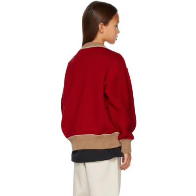 Shop Palm Angels Kids Red & Brown Bear Sweater In Red Brown