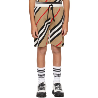 Shop Burberry Kids Beige Icon Stripe Reginald Shorts In Archive Beige Ip S