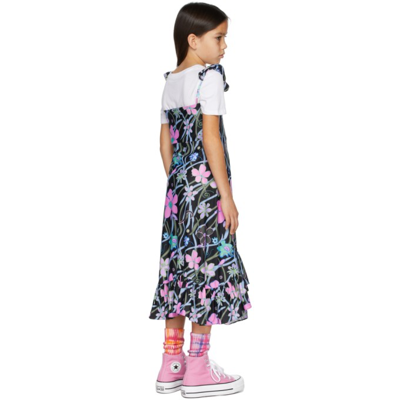 Shop Collina Strada Ssense Exclusive Kids Black Ruffle Market Dress In Black/pink Floral