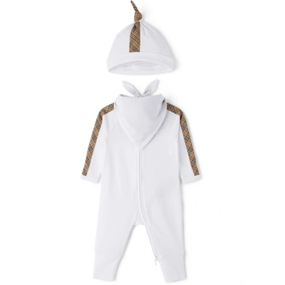 Shop Burberry Baby White Mini Check Claude Bodysuit Set