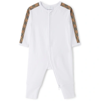 Shop Burberry Baby White Mini Check Claude Bodysuit Set