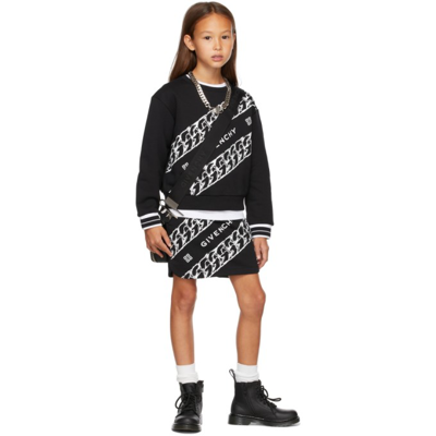 Shop Givenchy Kids Black Chain Print Skirt In 098 Black