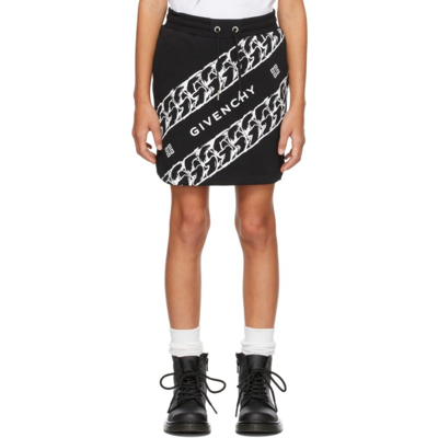 Shop Givenchy Kids Black Chain Print Skirt In 098 Black