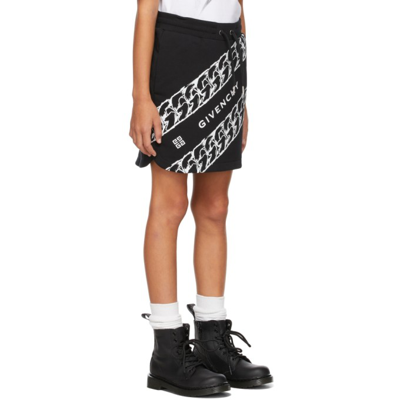 Shop Givenchy Kids Black Chain Print Skirt In 098 Black