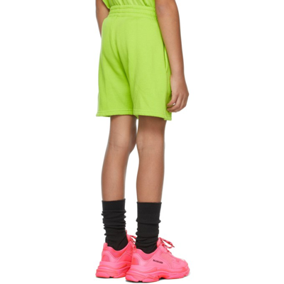 Shop Balenciaga Kids Green & Black Copyright Shorts In 7072 Lime/black