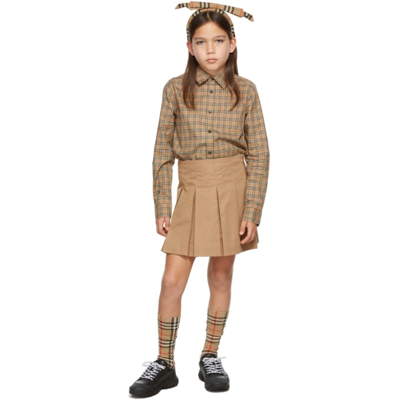 Shop Burberry Kids Beige Check Owen Long Sleeve Shirt In Archive Beige Ip Chk