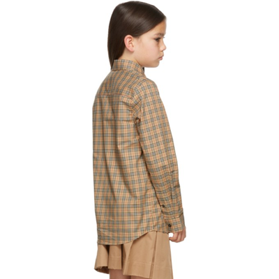 Shop Burberry Kids Beige Check Owen Long Sleeve Shirt In Archive Beige Ip Chk