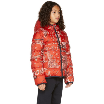 Shop Moncler Kids Reversible Red Down Songu Jacket In 450 Red