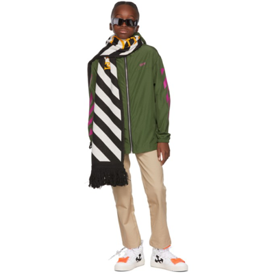 Shop Off-white Kids Green Stamp Windbreaker Jacket In Fuschia