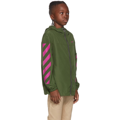 Shop Off-white Kids Green Stamp Windbreaker Jacket In Fuschia