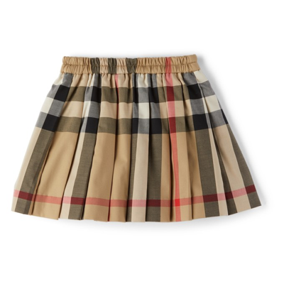 Shop Burberry Baby Beige Check Hilde Skirt In Archive Beige Ip Chk