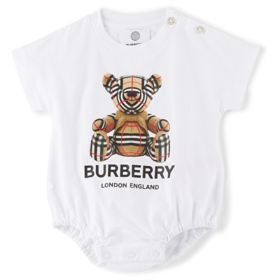 Shop Burberry Baby Two-pack Thomas Bear Bodysuit Set In White