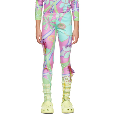 Shop Collina Strada Ssense Exclusive Kids Multicolor Bow Leggings In Hot Pink Zebra Flora