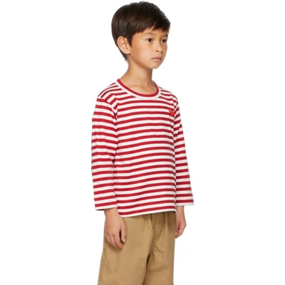 Shop Comme Des Garçons Play Kids Red Striped Patch Long Sleeve T-shirt In 4 Red