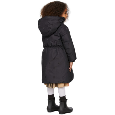 Shop Burberry Kids Black Down Star Monogram Coat In Black Ip Pattern