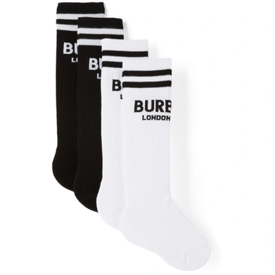 Shop Burberry Kids Two-pack Logo Socks In Monochrome