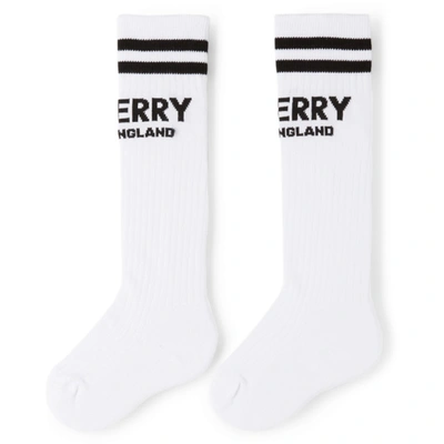 Shop Burberry Kids Two-pack Logo Socks In Monochrome