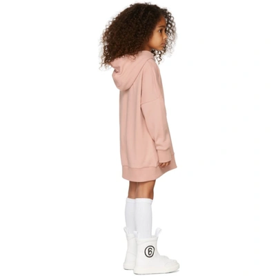 Shop Moncler Kids Pink Fleece Hoodie Dress In 514 Pink