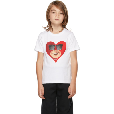 Shop Undercover Kids White Heart Face T-shirt