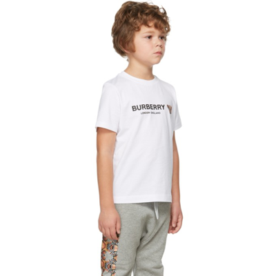 Shop Burberry Kids White Thomas Bear Motif T-shirt