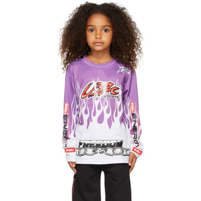 Shop 032c Kids Motocross Flames Long Sleeve T-shirt In Lilac