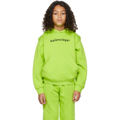 Shop Balenciaga Kids Green & Black Copyright Hoodie In 7072 Lime/black