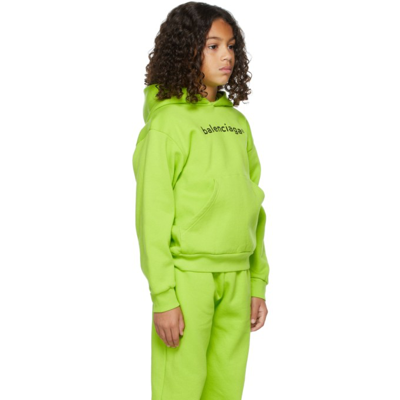 Shop Balenciaga Kids Green & Black Copyright Hoodie In 7072 Lime/black