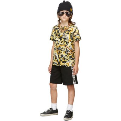 Shop Versace Kids Black & Yellow Baroccoflage T-shirt In 5b000 Black+gold