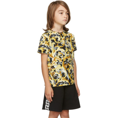 Shop Versace Kids Black & Yellow Baroccoflage T-shirt In 5b000 Black+gold