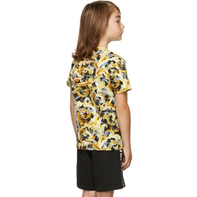 Shop Versace Kids Black & Yellow Baroccoflage T-shirt In 5b000 Black+gold